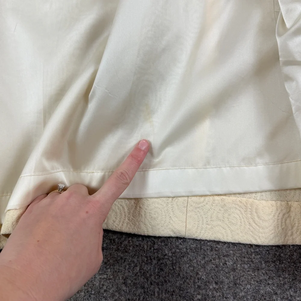 Vintage Cream Wool Textured Circle Pattern Mid Length Tailored Coat Women’s XS/S